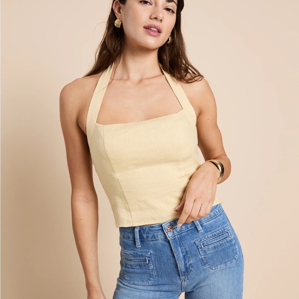 Dixie Linen Top in BUTTER